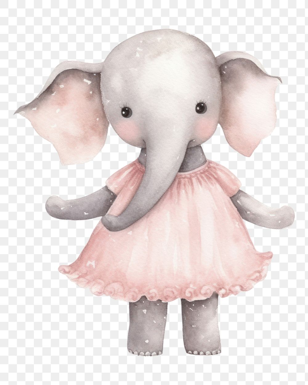PNG happy elephant, watercolor animal character, transparent background