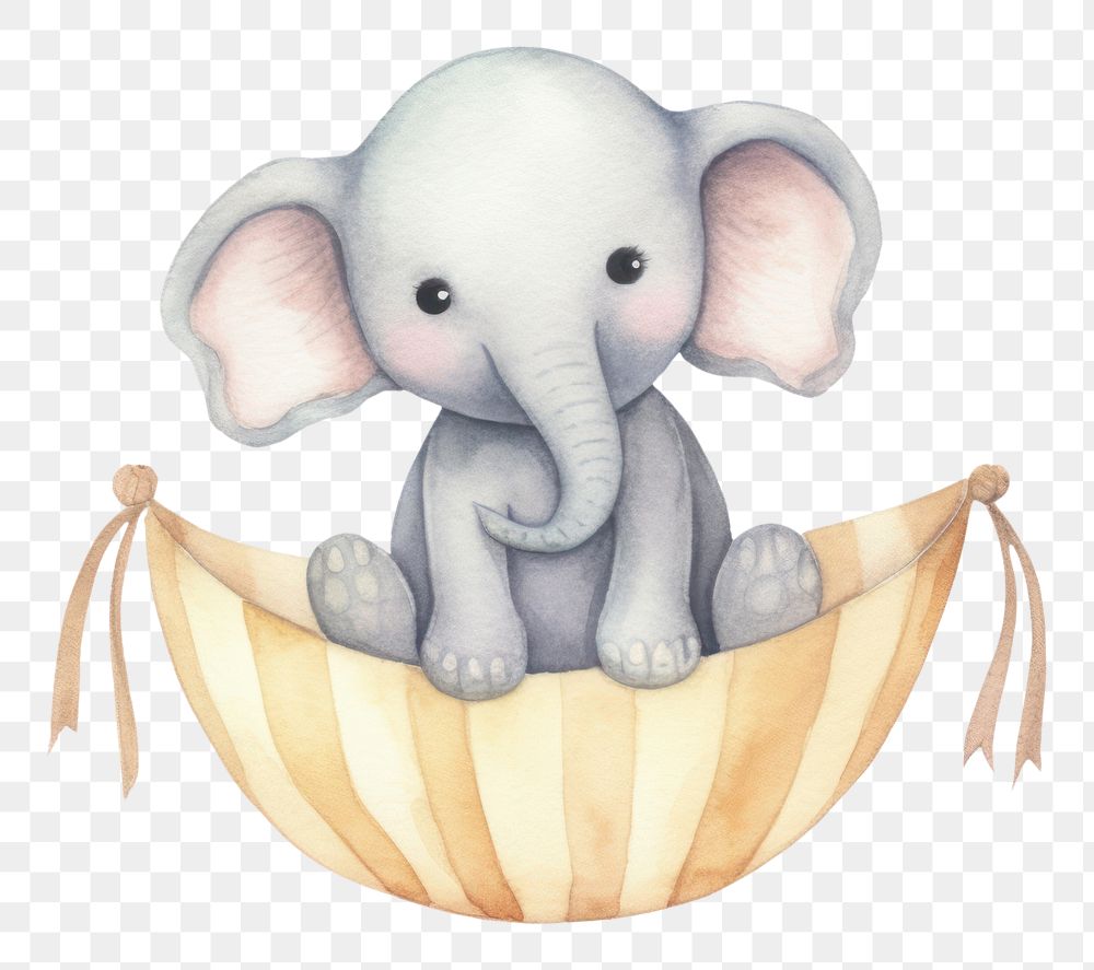 PNG elephant, watercolor animal character, transparent background