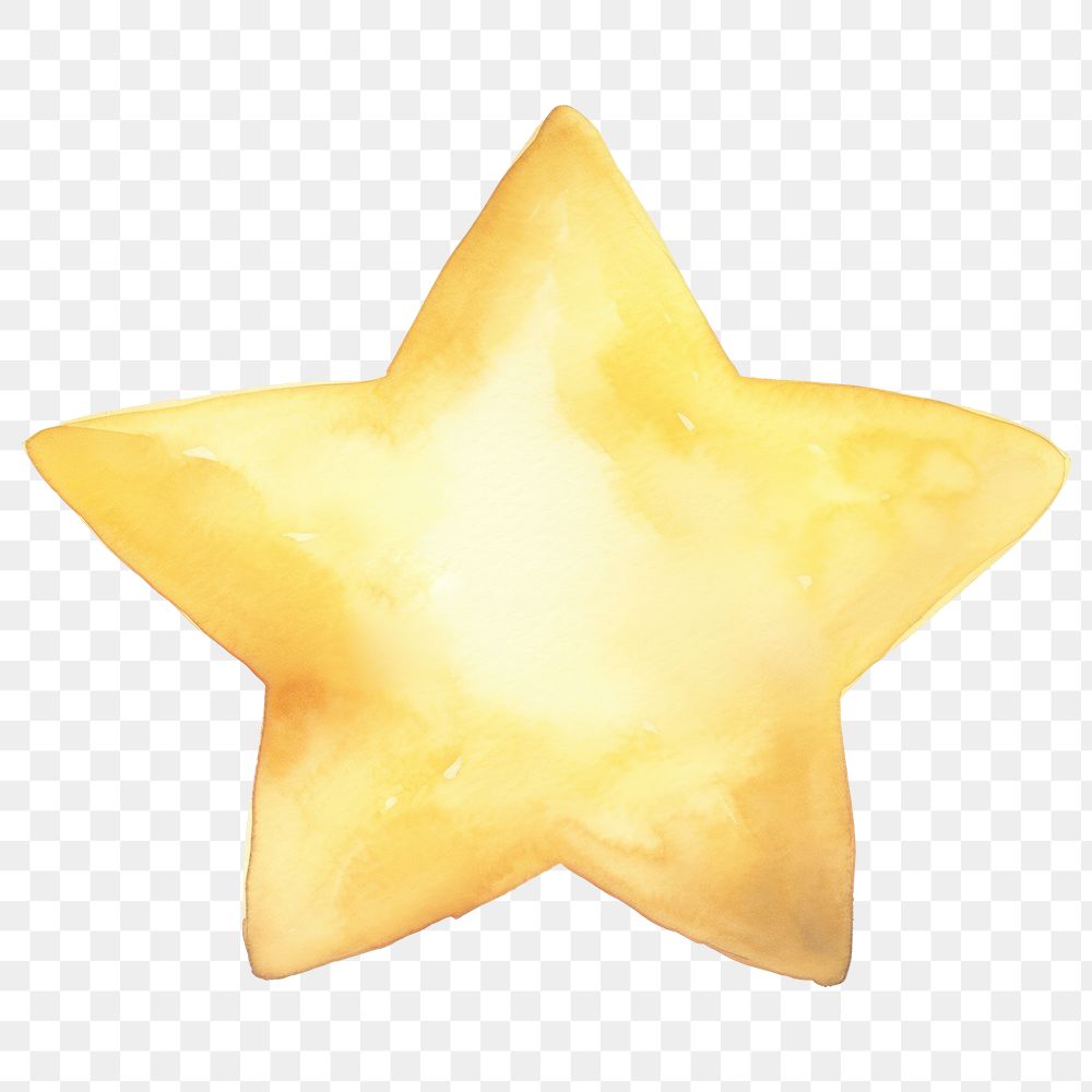 Yellow star png watercolor object, transparent background
