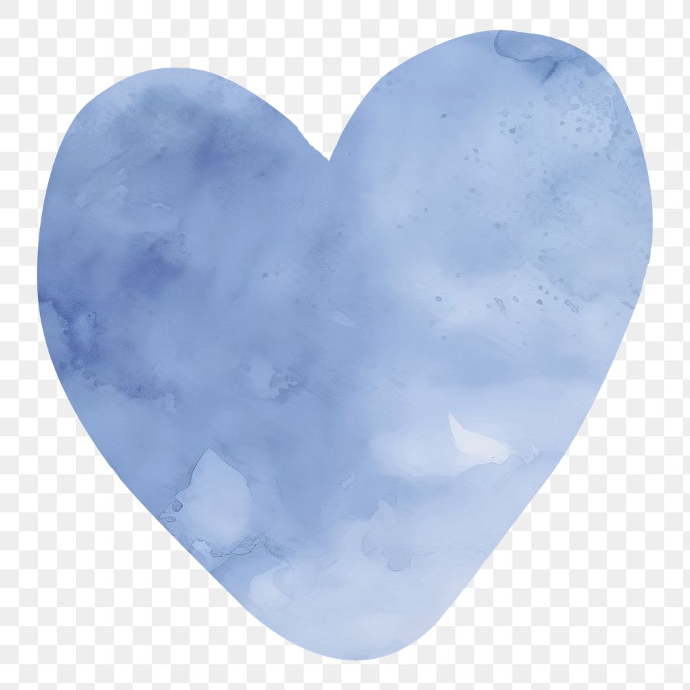 Heart png blue watercolor, transparent background
