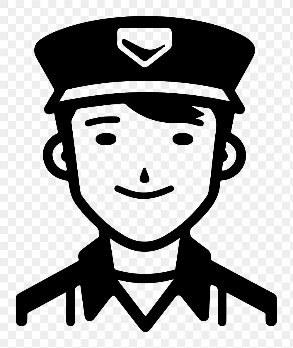 Policeman png character line art, transparent background