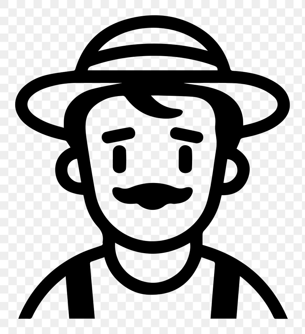 Farmer png character line art, transparent background