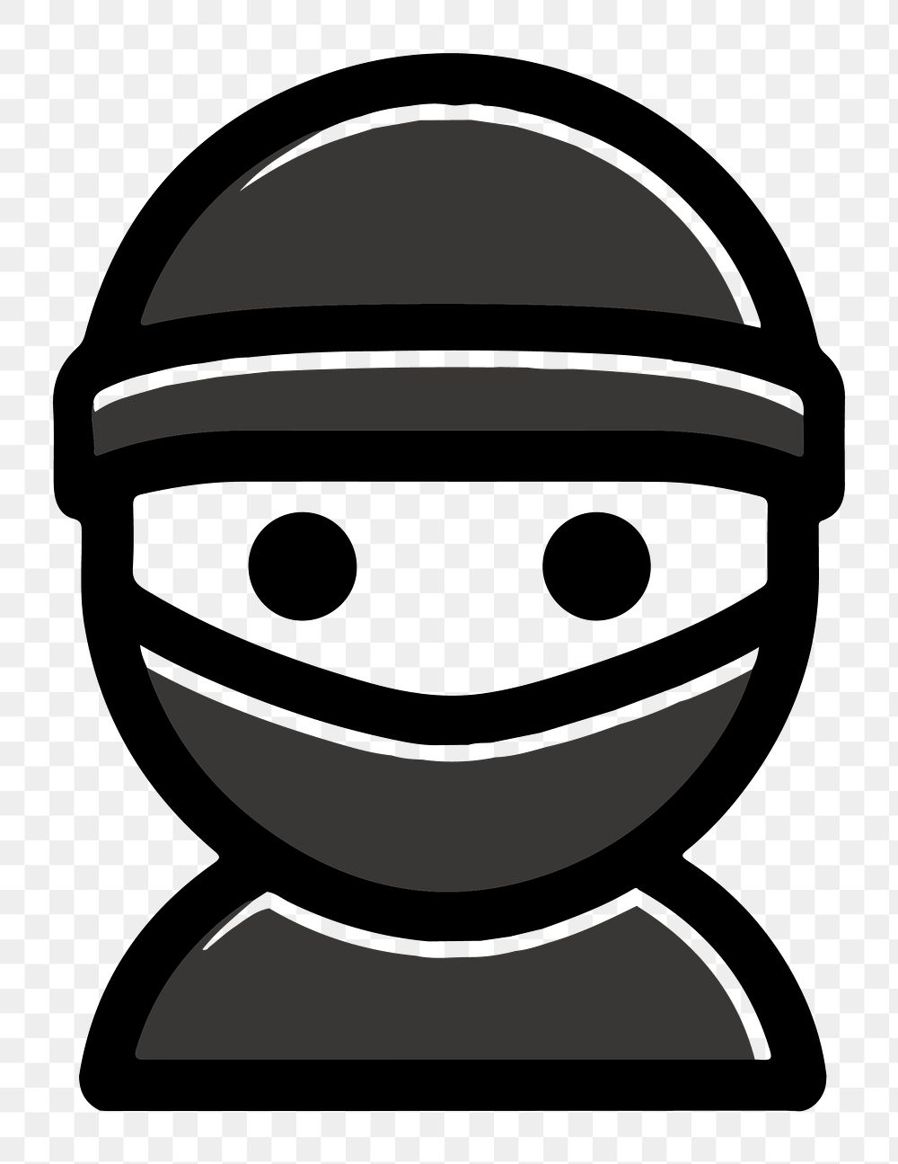 Ninja png character line art, transparent background