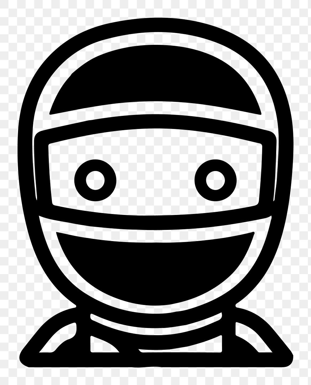 Ninja png character line art, transparent background