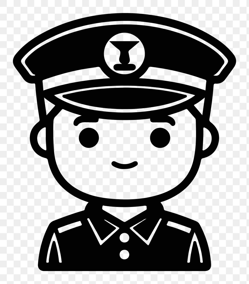 Officer png character line art, transparent background