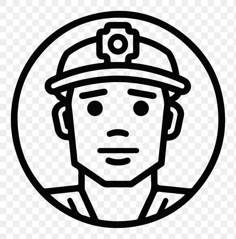 Fireman png character line art, transparent background