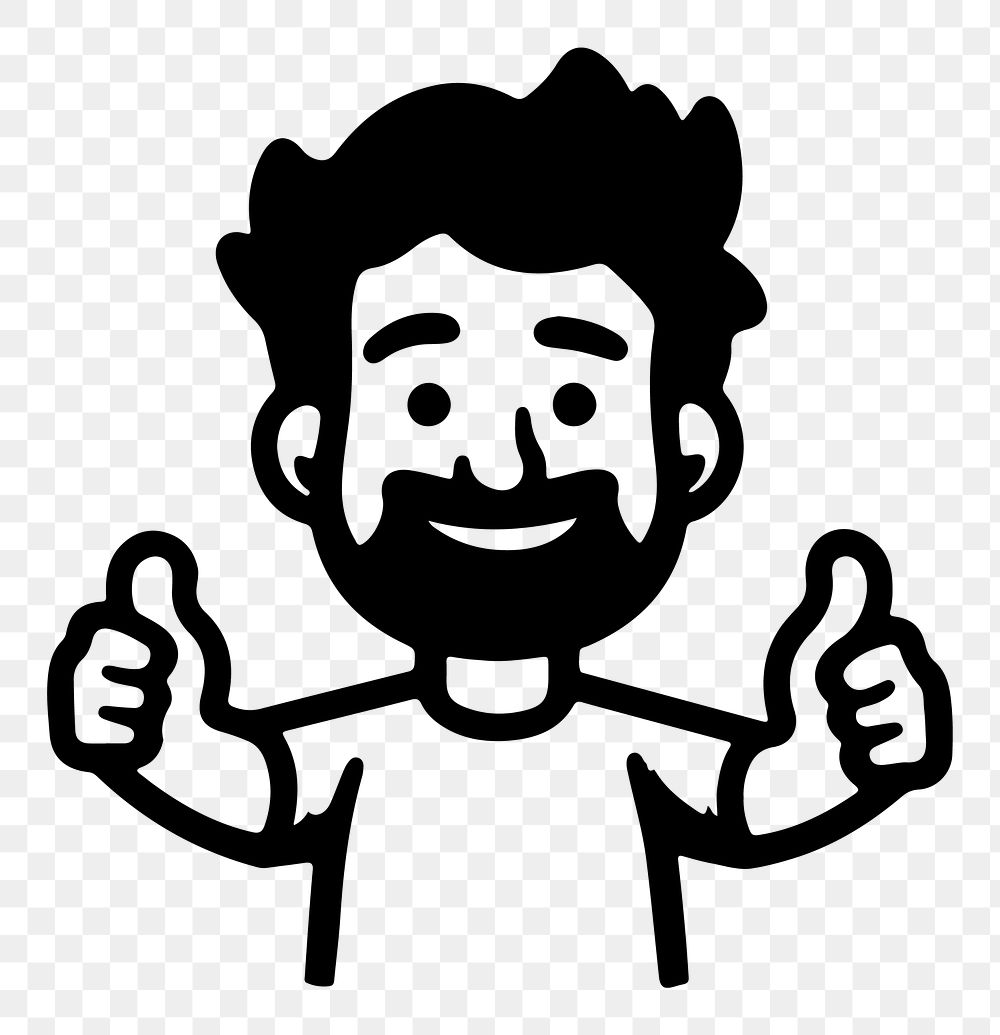 Thumbs up man png character line art, transparent background