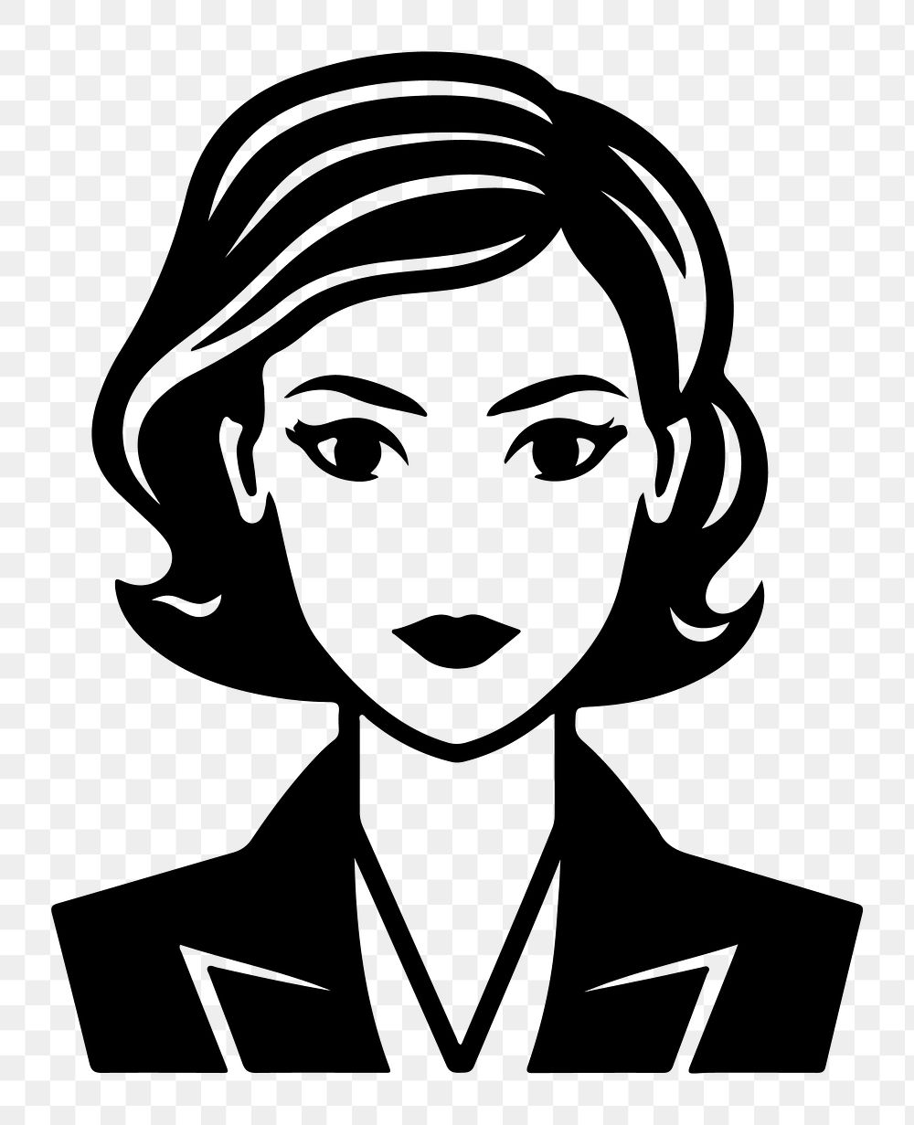 Businesswoman png character line art, transparent background