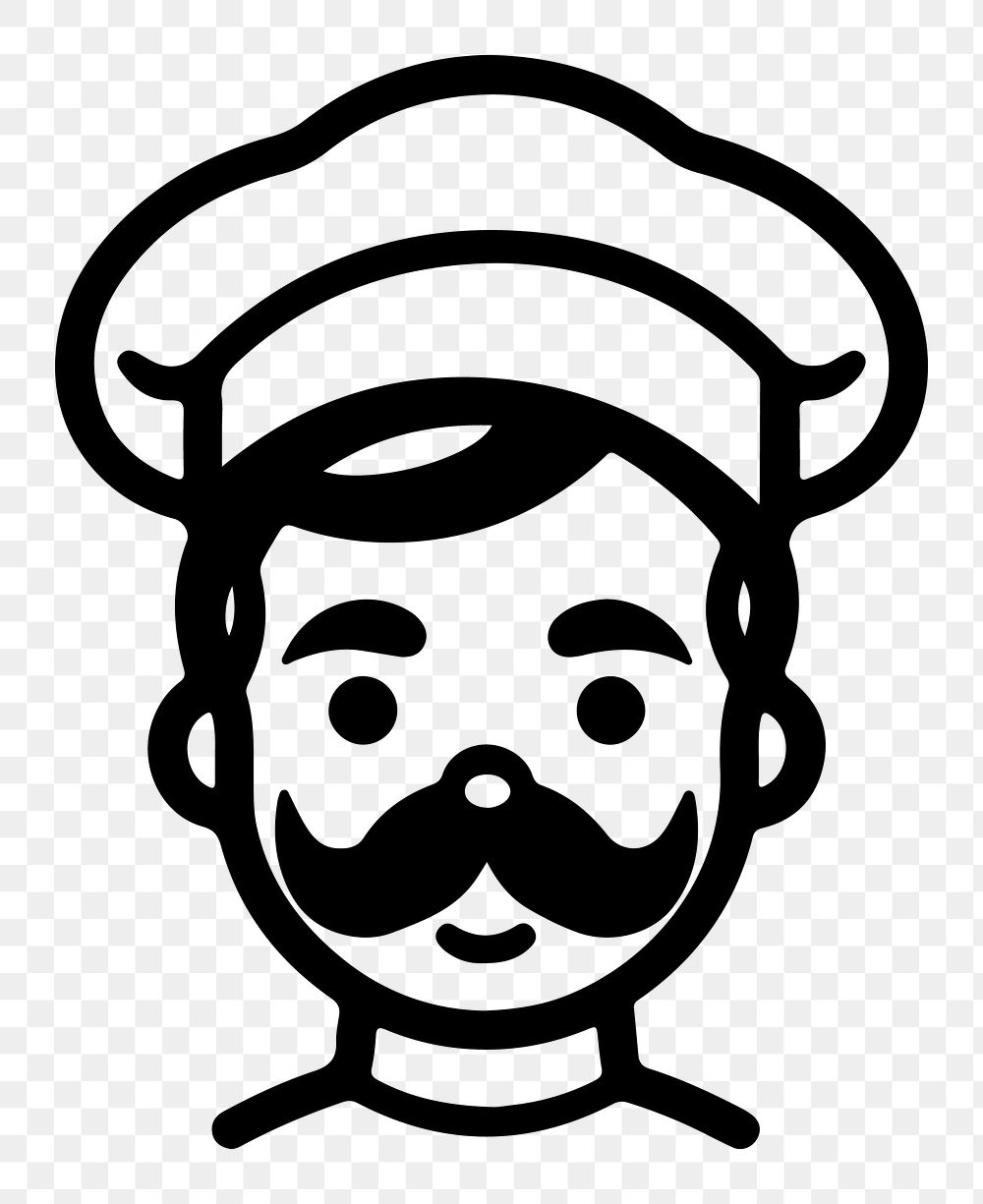 Chef png character line art, transparent background