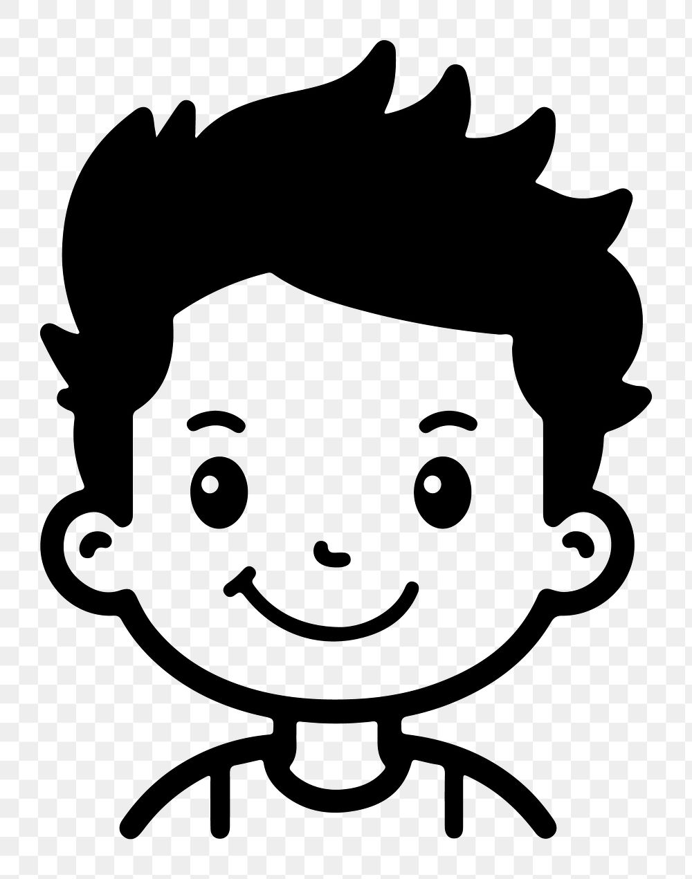 Happy boy png character line art, transparent background