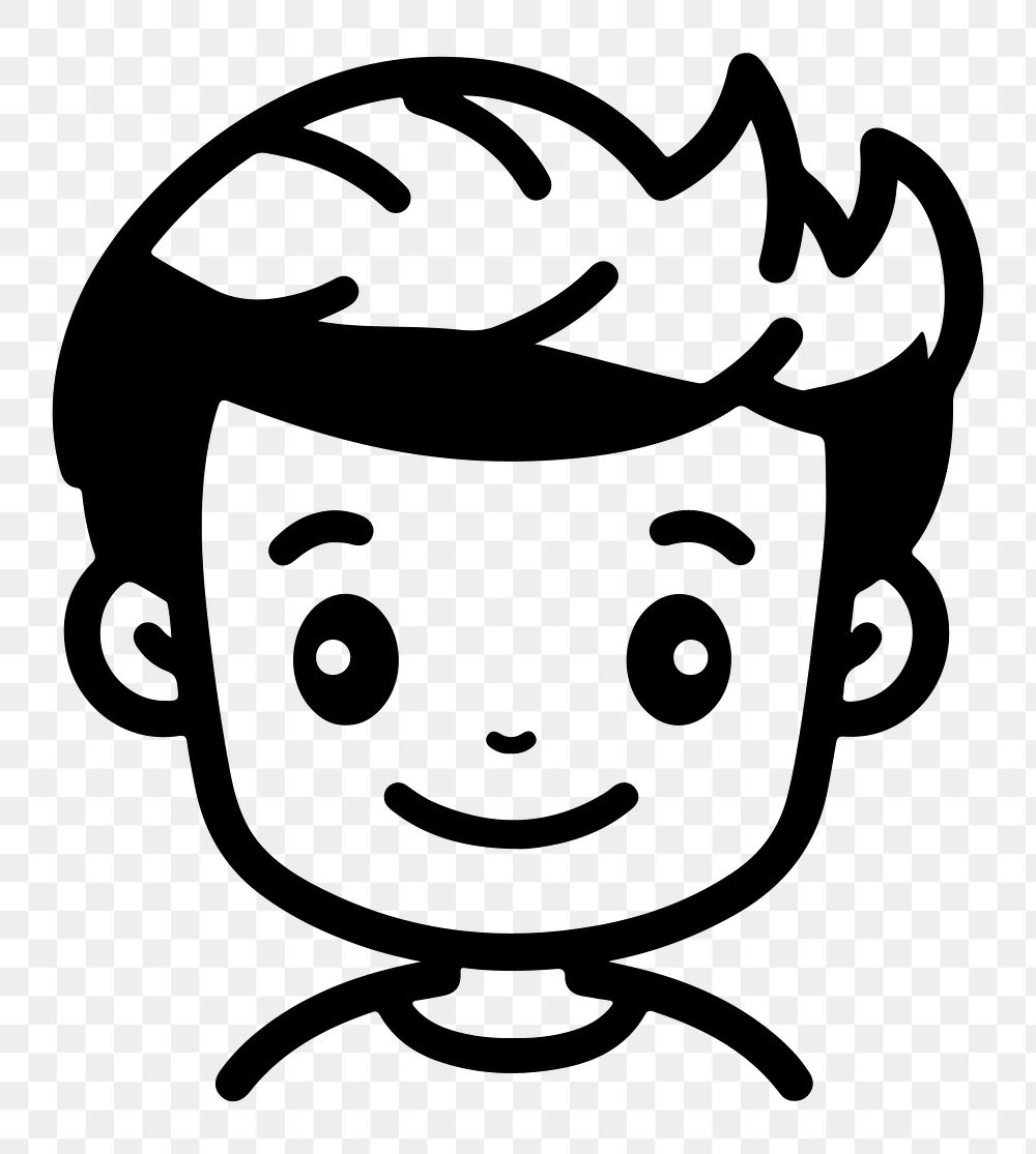 Happy boy png character line art, transparent background