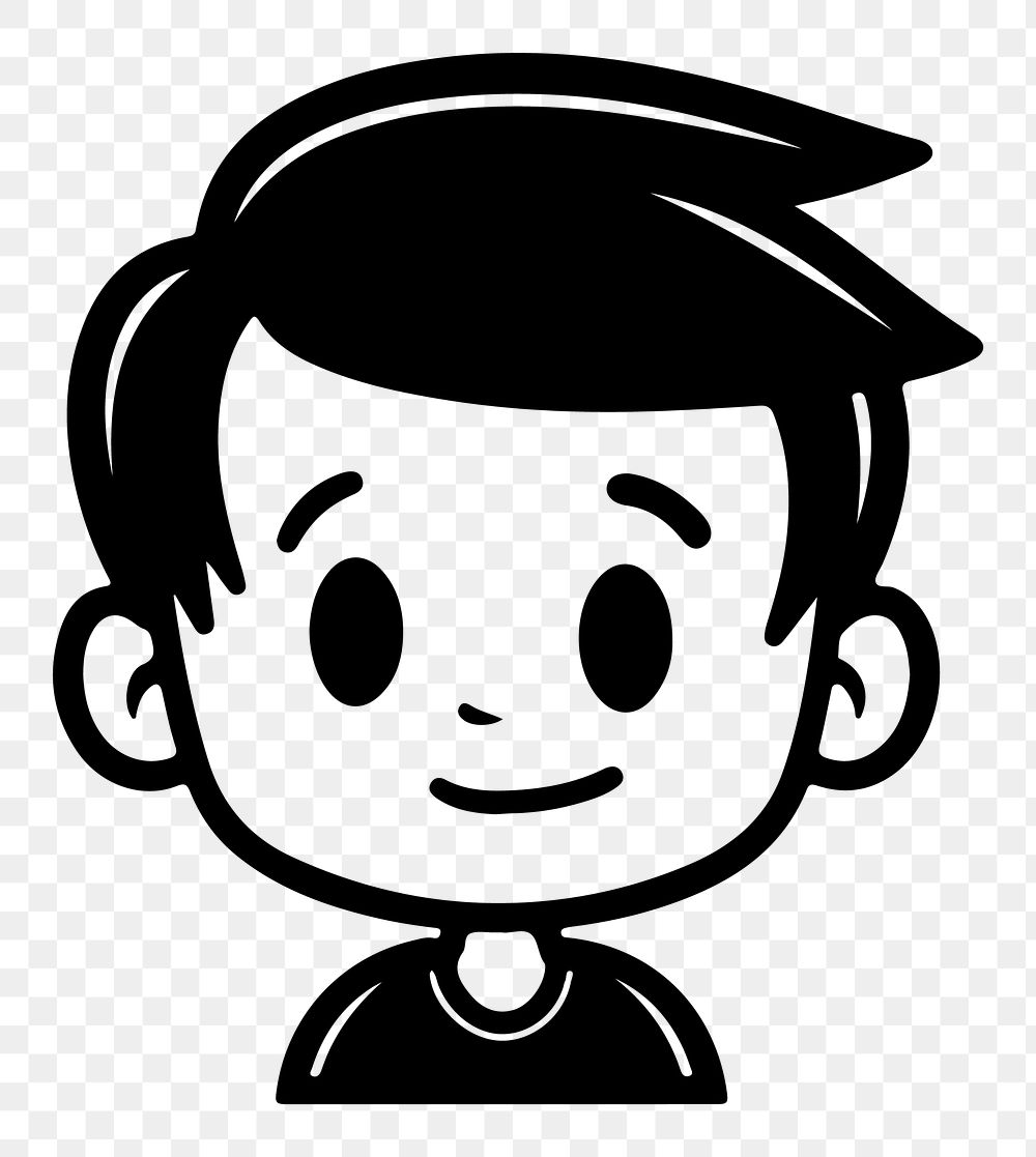 Smiling boy png character line art, transparent background