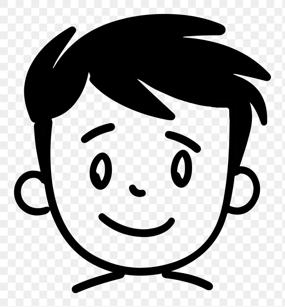 Smiling boy png character line art, transparent background
