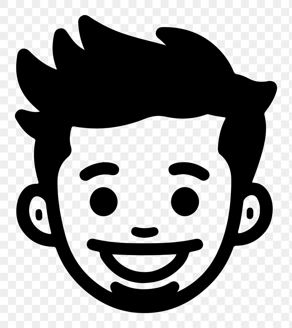 Smiling beard man png character line art, transparent background