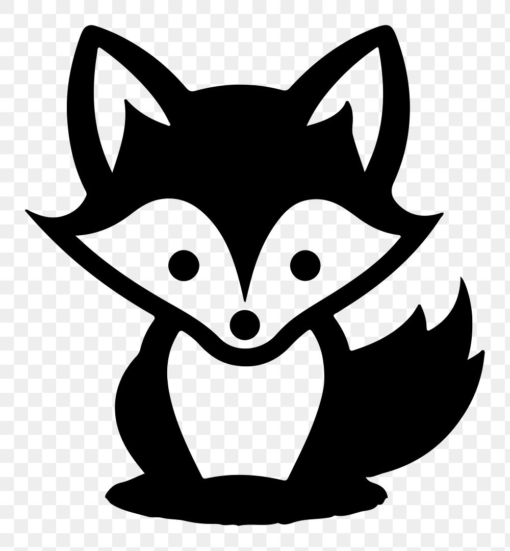 Fox png animal line art, transparent background