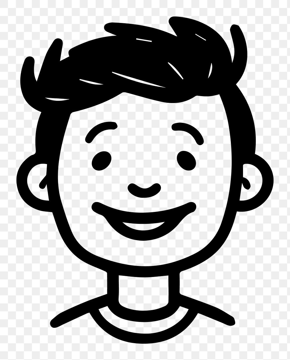 Smiling man png character line art, transparent background