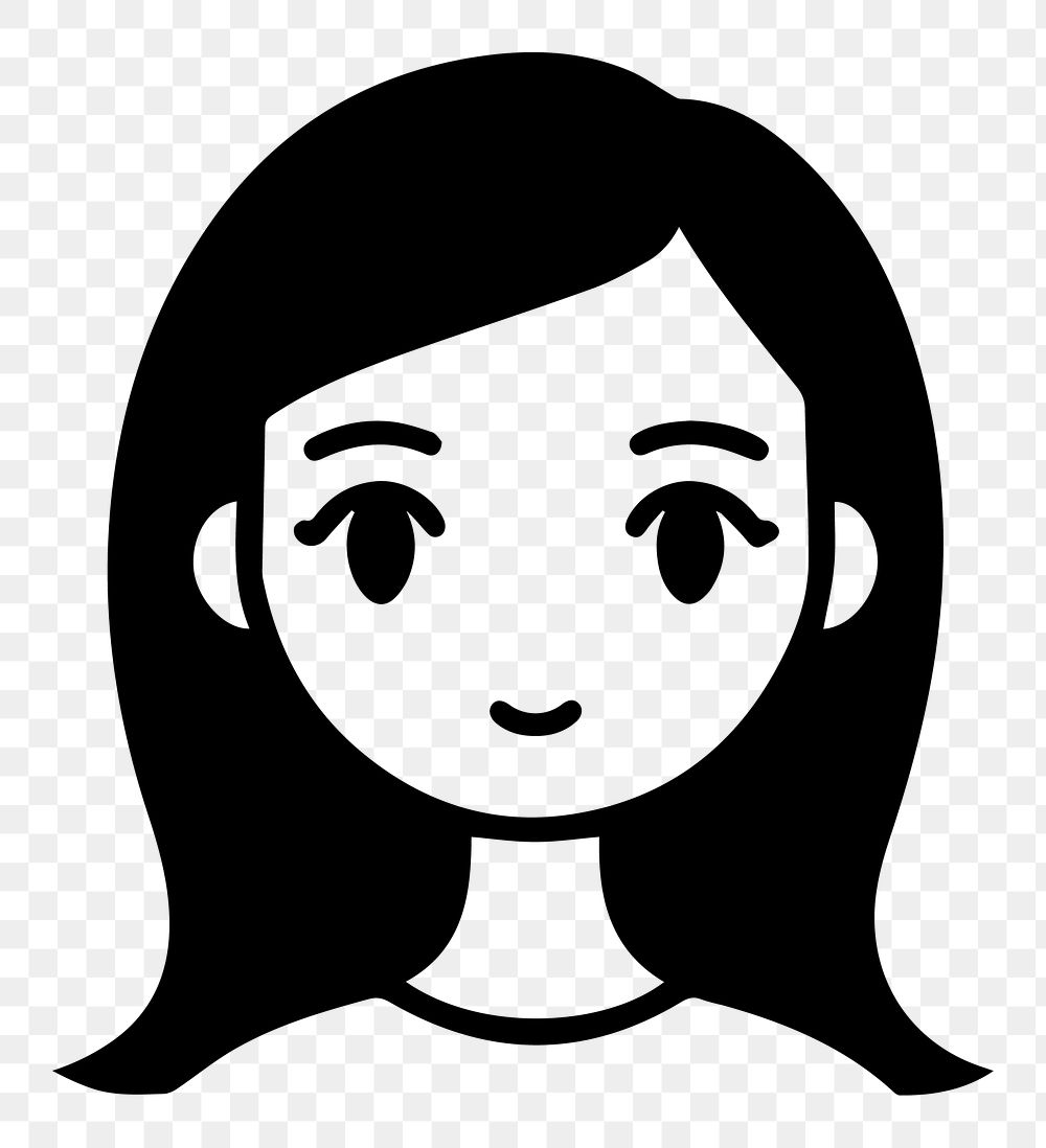 Woman png character line art, transparent background