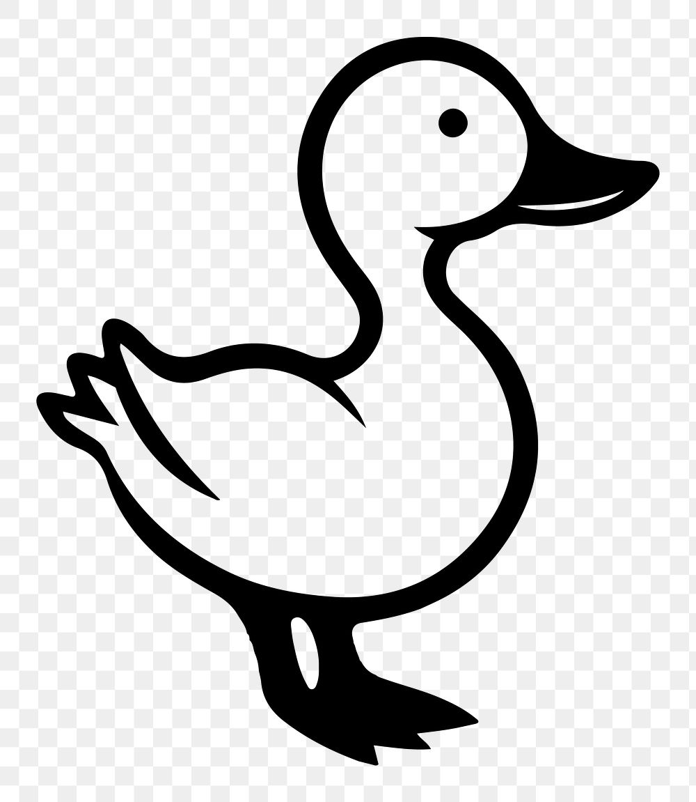 Duck png animal line art, transparent background