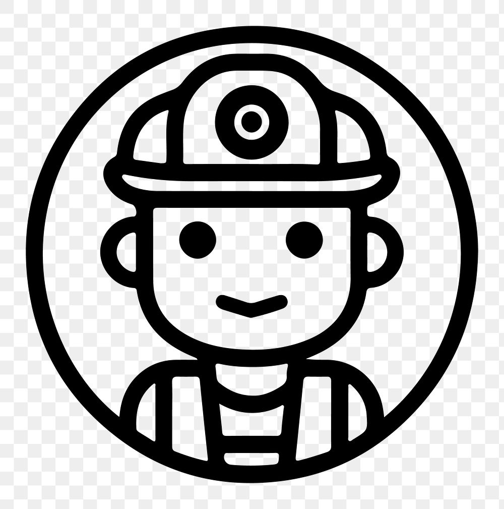 Engineer png character line art, transparent background