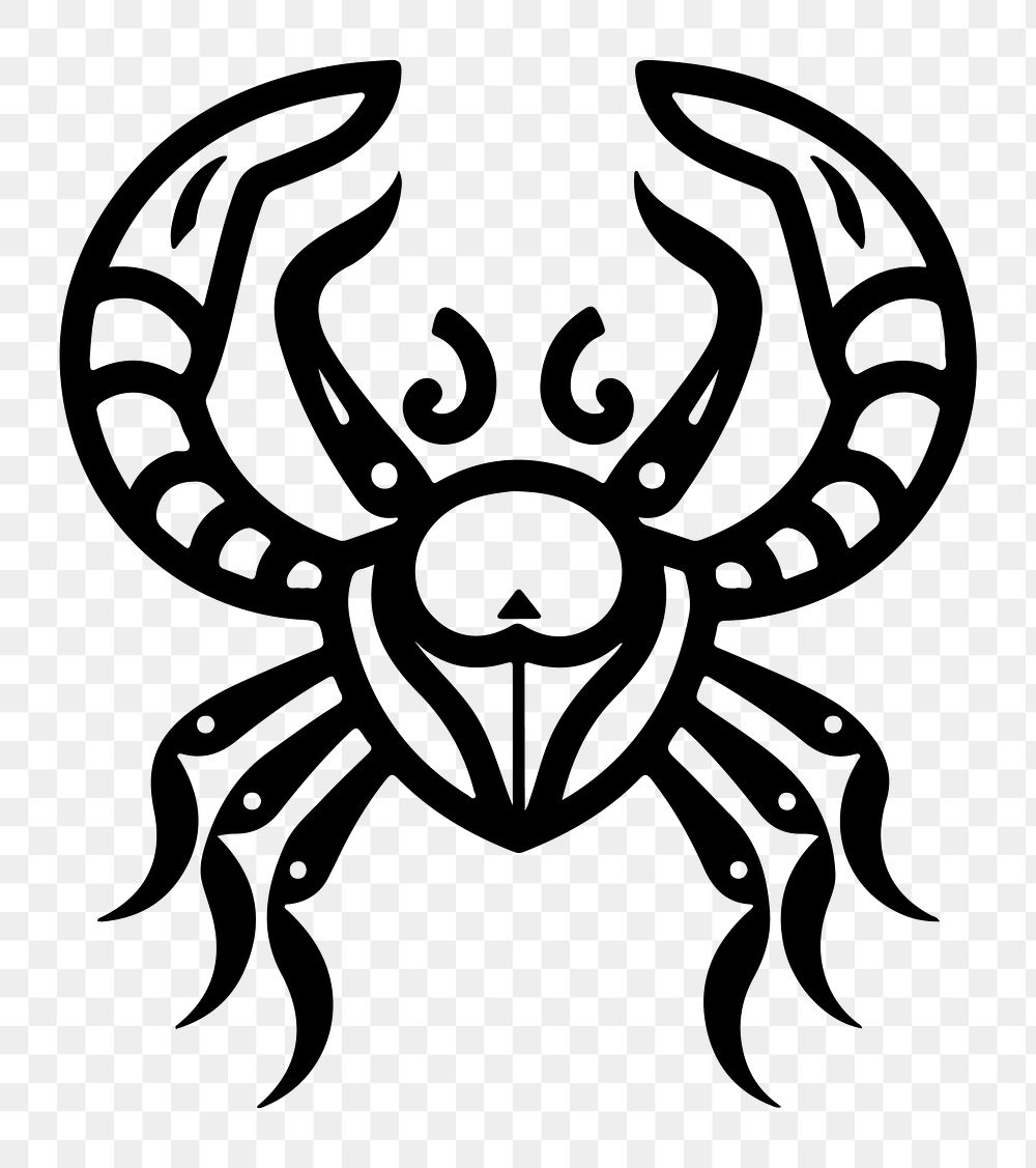 Cancer png zodiac sign line art, transparent background