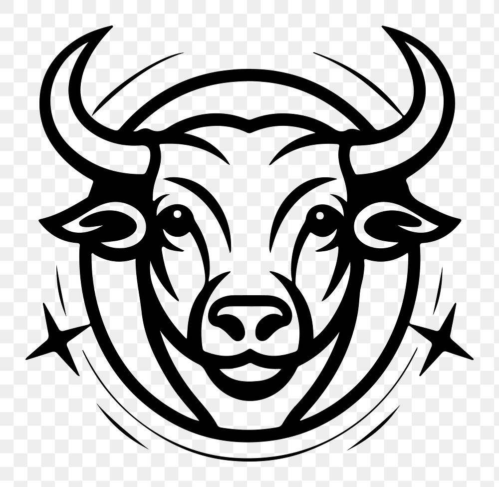 Taurus png zodiac sign line art, transparent background