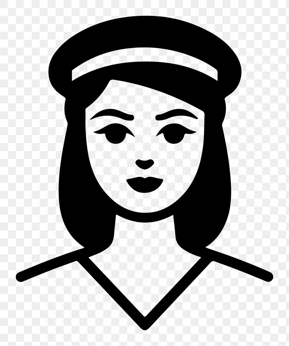 Female nurse png character line art, transparent background