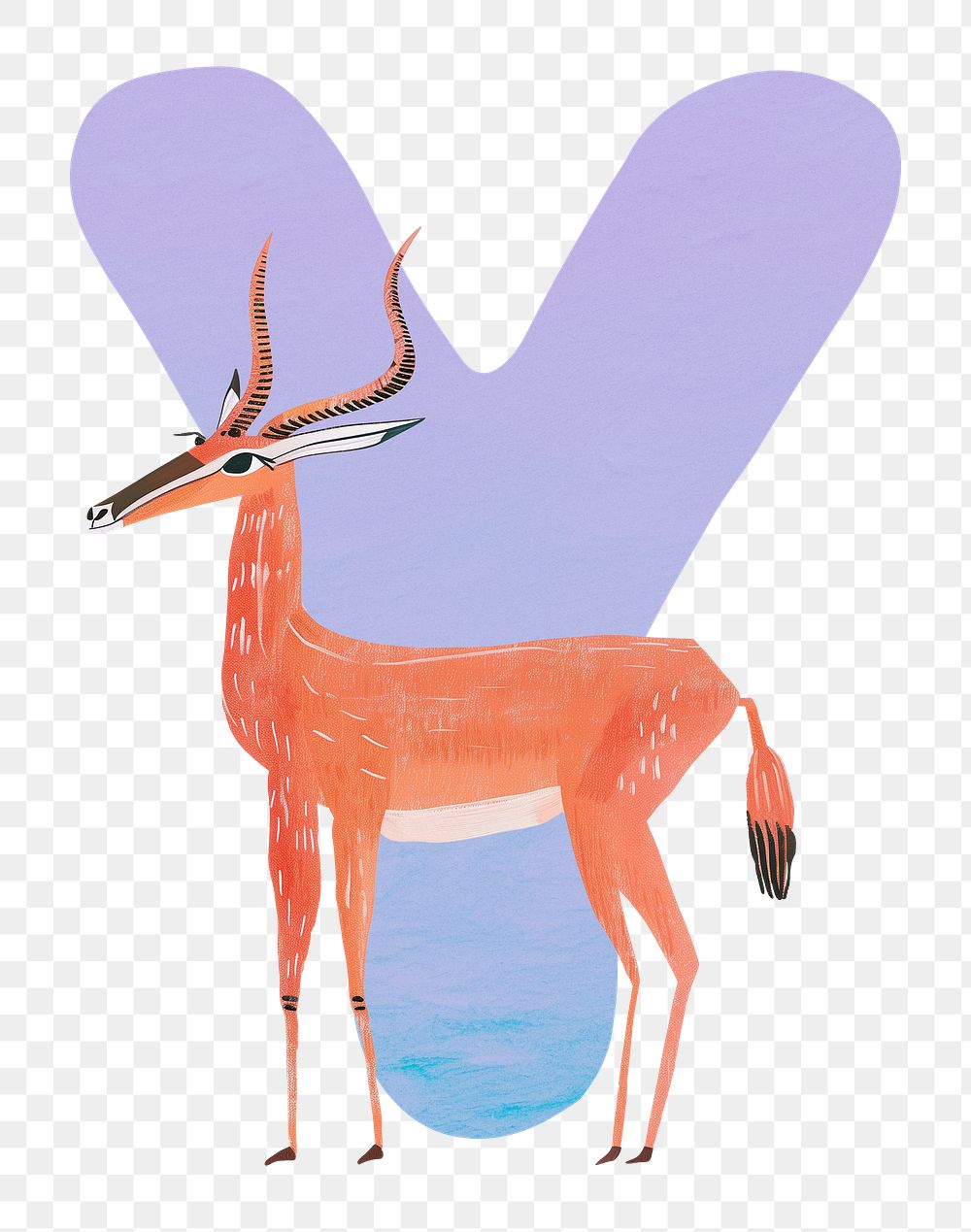 PNG purple letter Y with animal character, transparent background