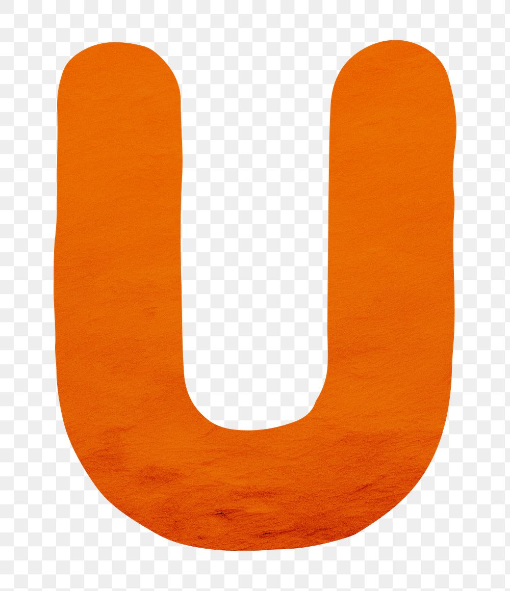 PNG orange letter U  alphabet, transparent background