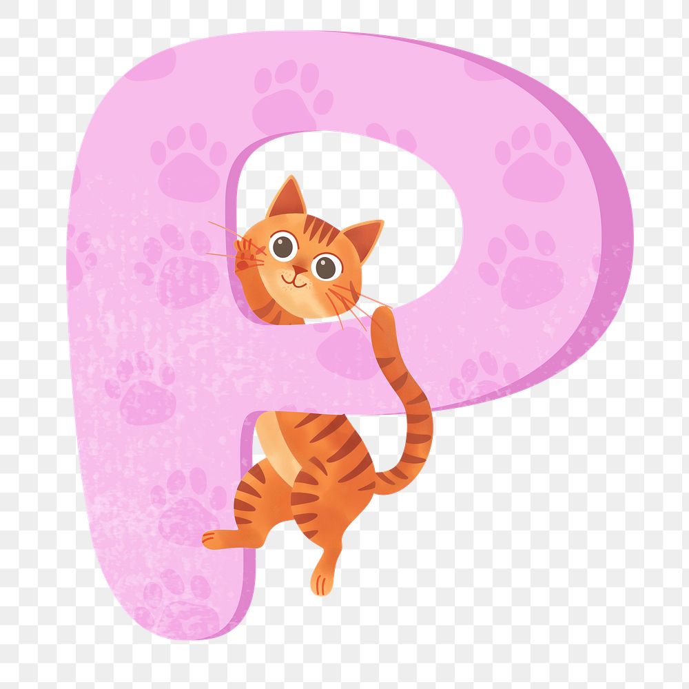 Letter P png pink cat | Premium PNG - rawpixel