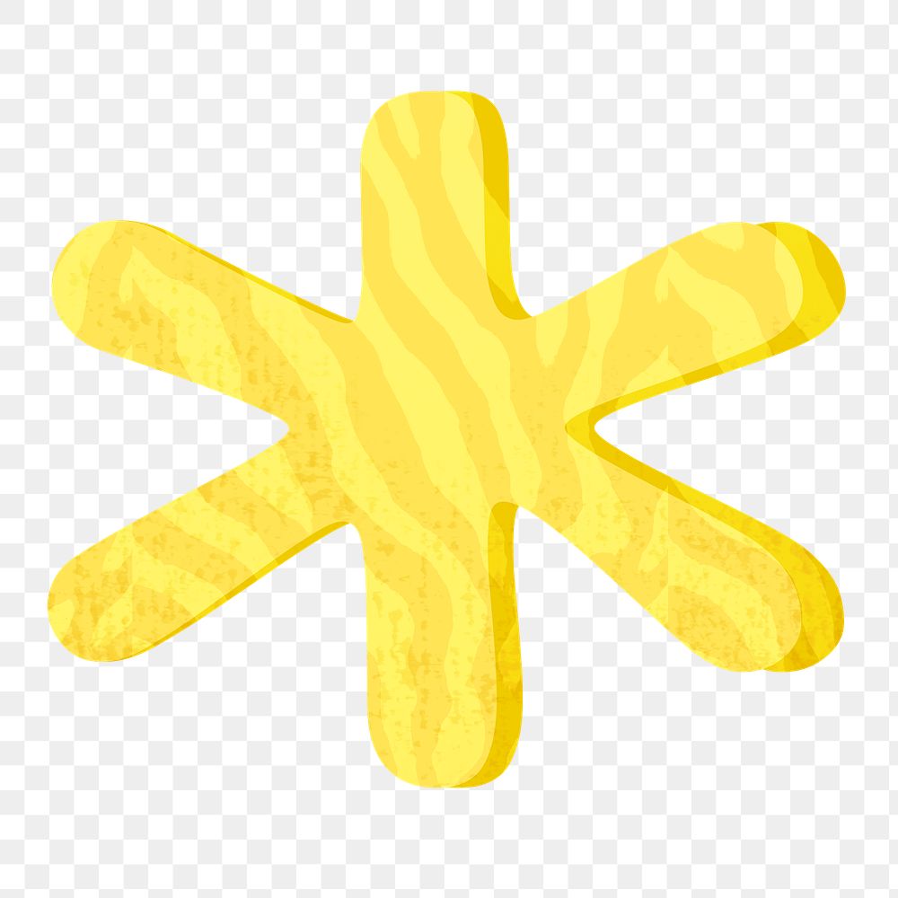 PNG yellow asterisk sign, transparent background
