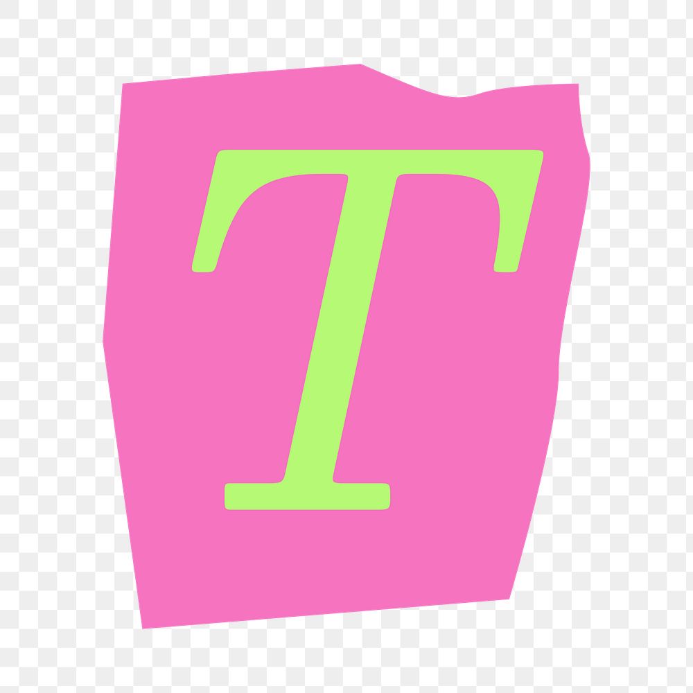 Letter T png papercut alphabet illustration, transparent background
