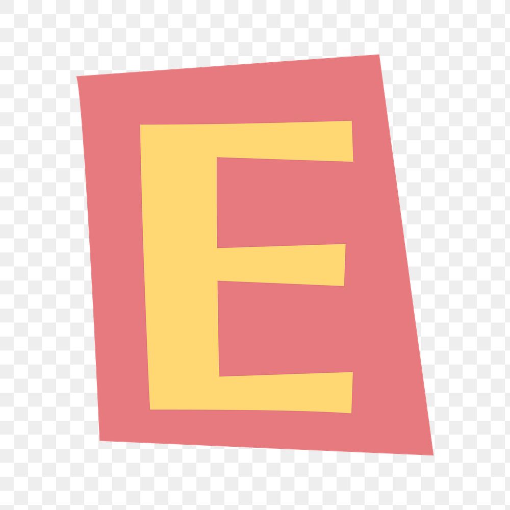 Letter E png papercut alphabet illustration, transparent background