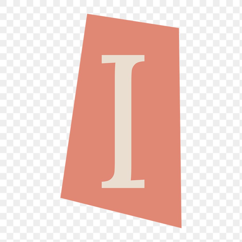 Letter I png papercut alphabet illustration, transparent background
