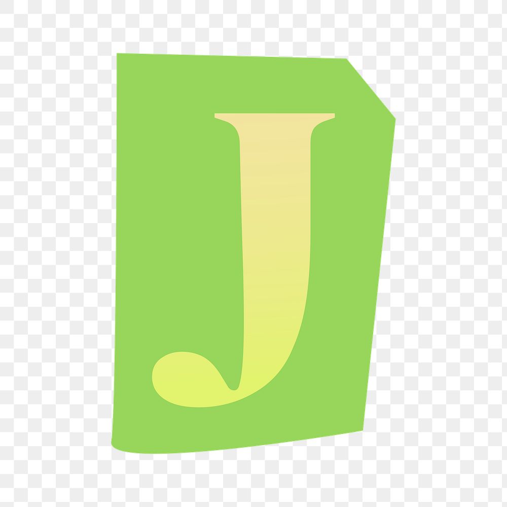 Letter J png papercut alphabet illustration, transparent background