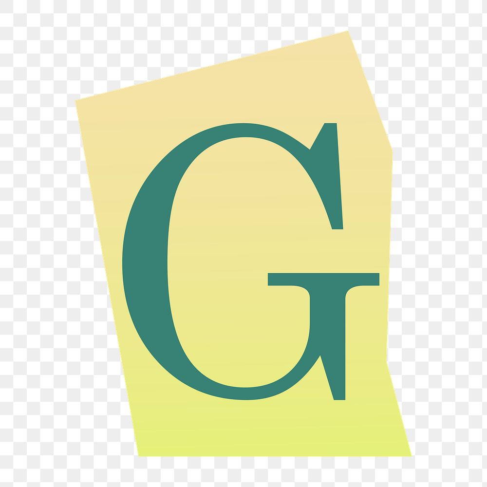 Letter G png papercut alphabet illustration, transparent background