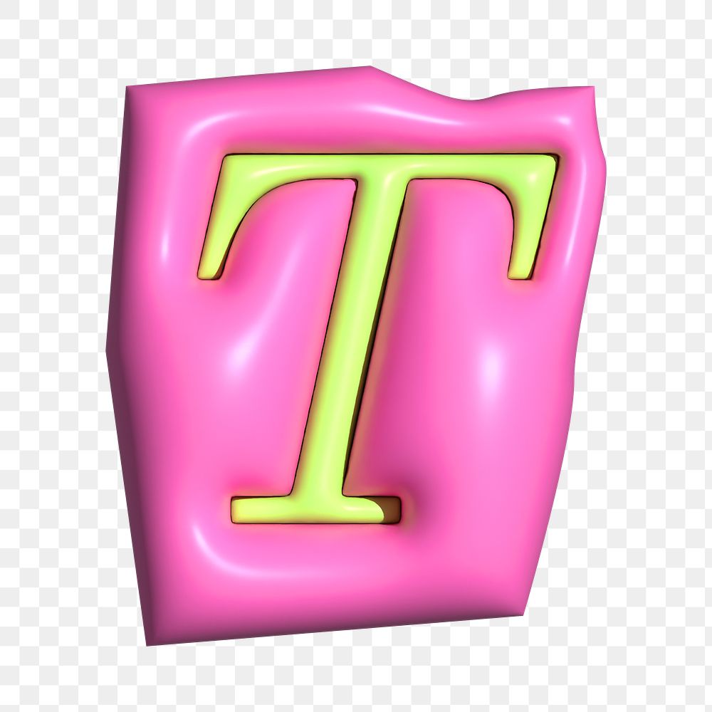 Letter T png in 3D alphabets illustration