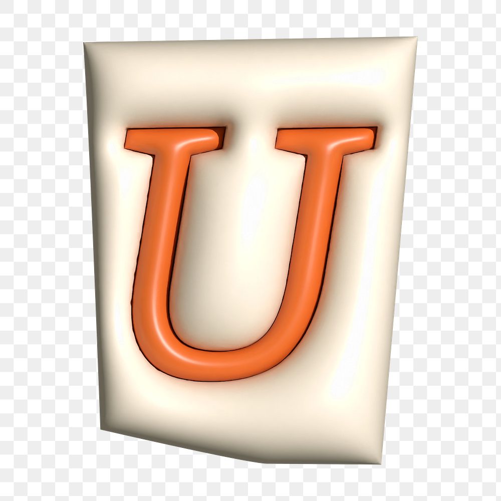 Letter U png in 3D alphabets illustration
