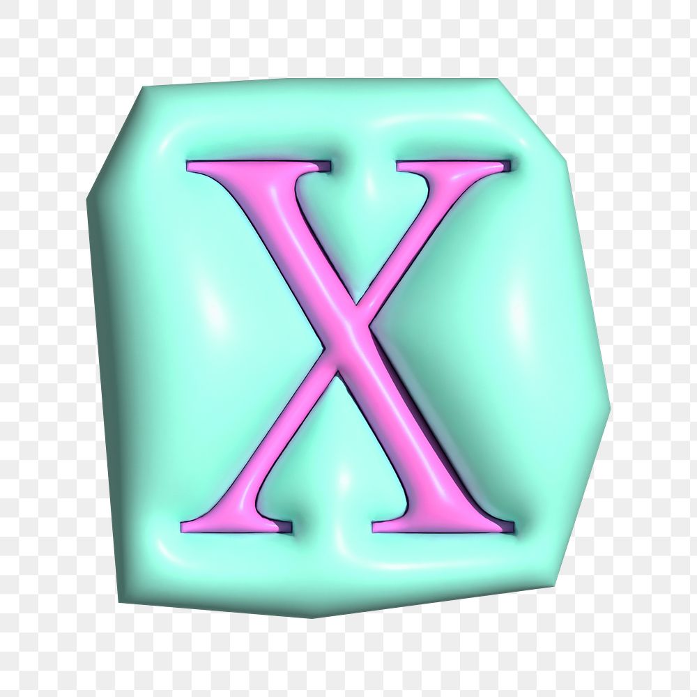 Letter  X png in 3D alphabets illustration