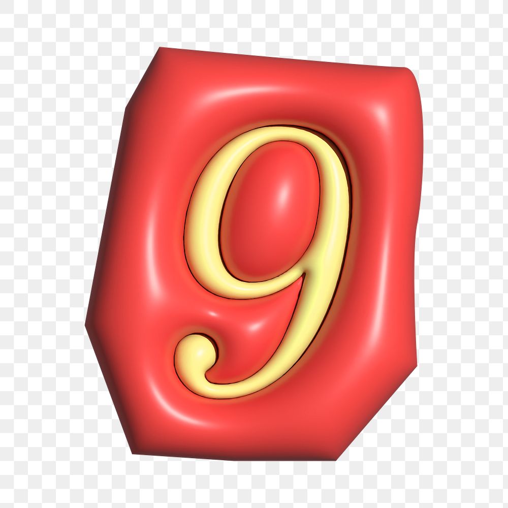 Number 9 png  3D alphabets illustration, transparent background