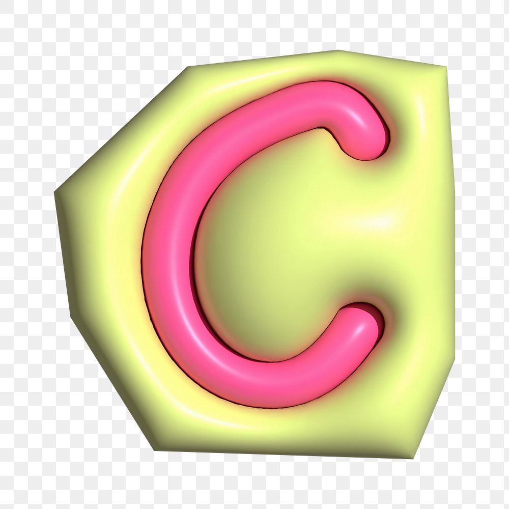 Letter C png in 3D alphabets illustration