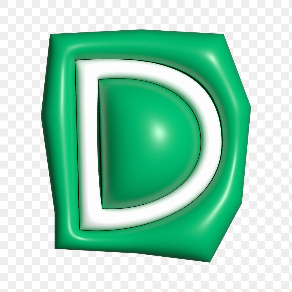 Letter D png in 3D alphabets illustration