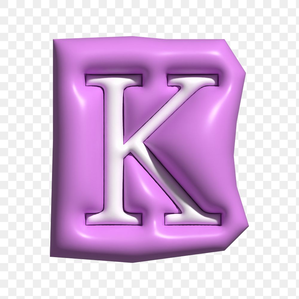 Letter K png in 3D alphabets illustration