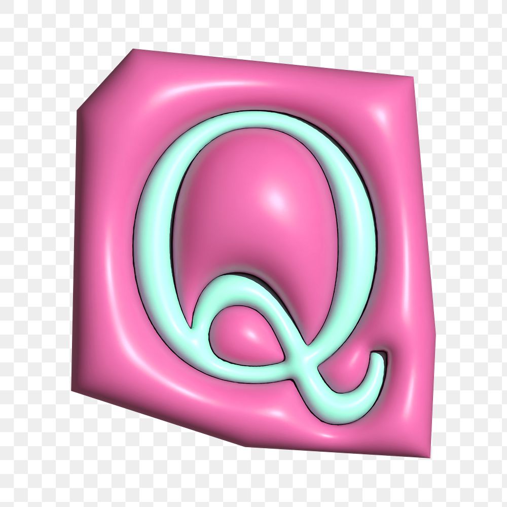 Letter Q png in 3D alphabets illustration