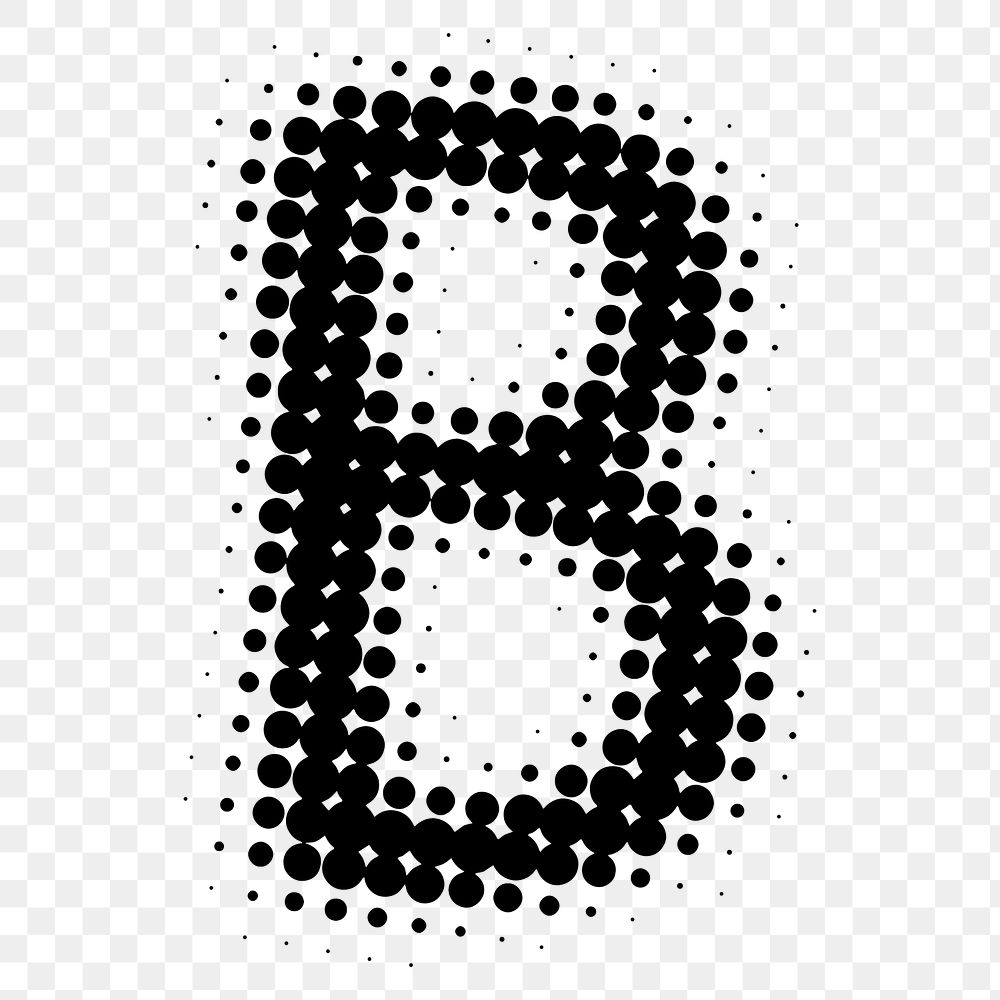 PNG B letter, halftone font, transparent background