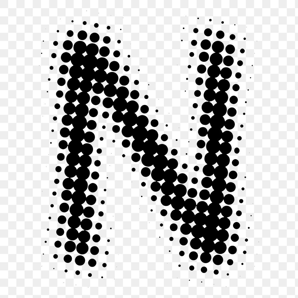 PNG N letter, halftone font, transparent background