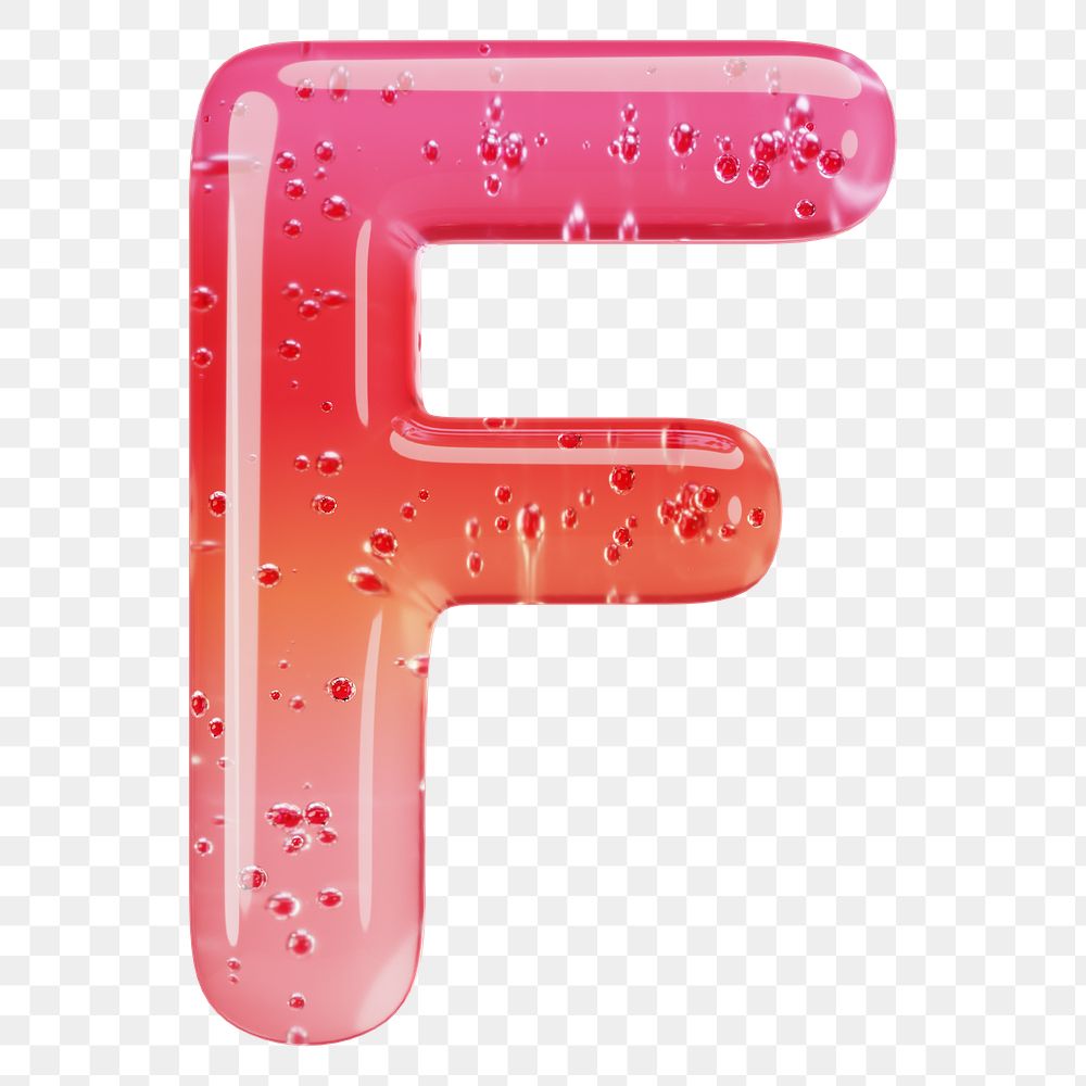 Letter F png 3D red jelly alphabet, transparent background