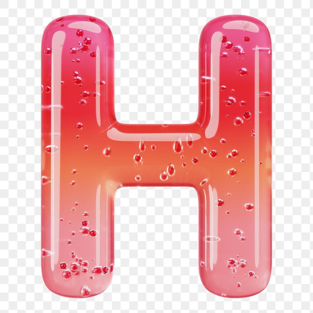 Letter H png 3D red jelly alphabet, transparent background