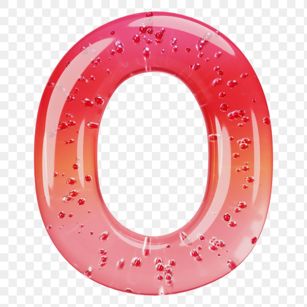 Letter O png 3D red jelly alphabet, transparent background