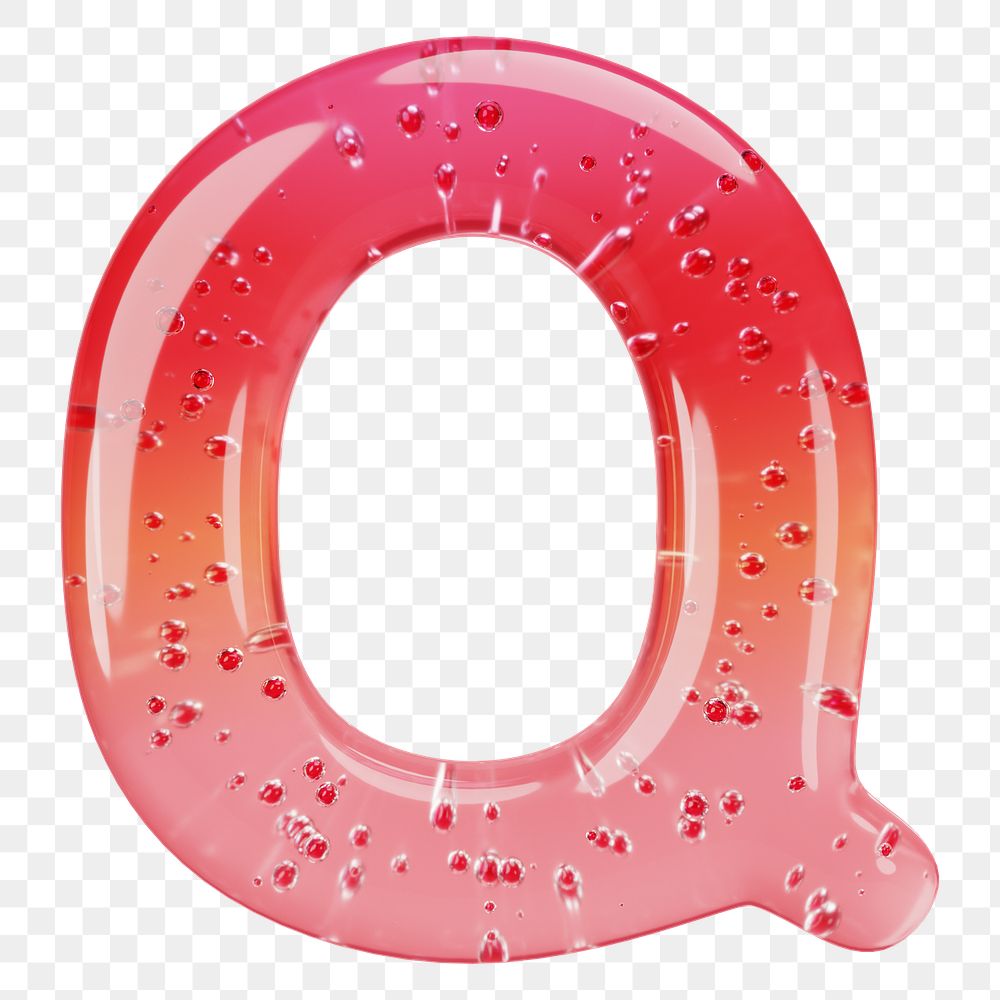 Letter Q png 3D red jelly alphabet, transparent background