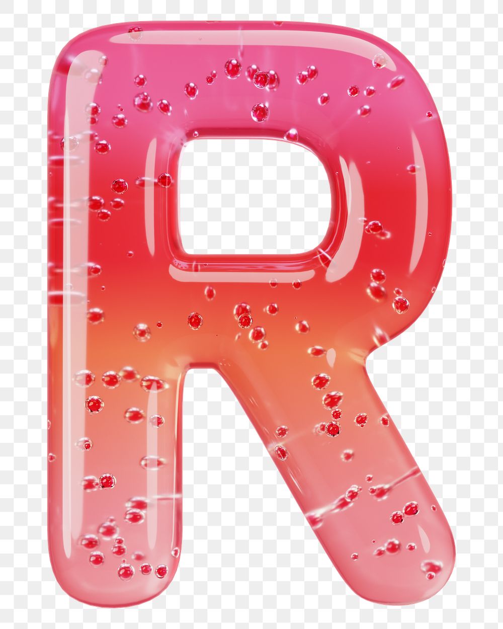 Letter R png 3D red jelly alphabet, transparent background